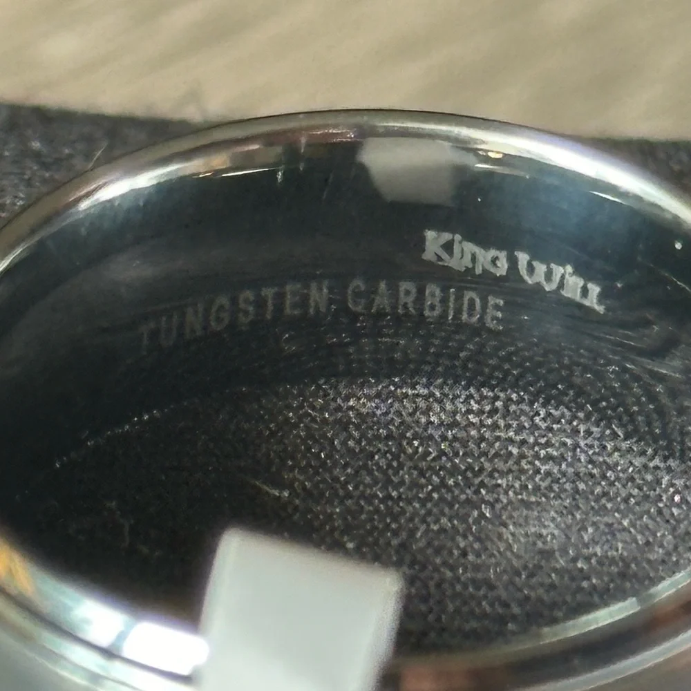 King Will Tungsten Carbide Silver Tone Etched Wedding Band for Men or Women